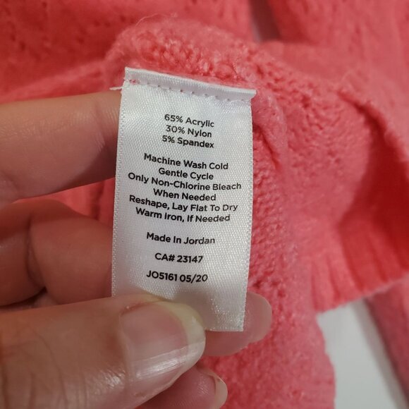 TALBOTS Womens Pointelle Sweater SZ XL Open‎ Knit Pink Pullover Long Sleeves - Picture 10 of 10